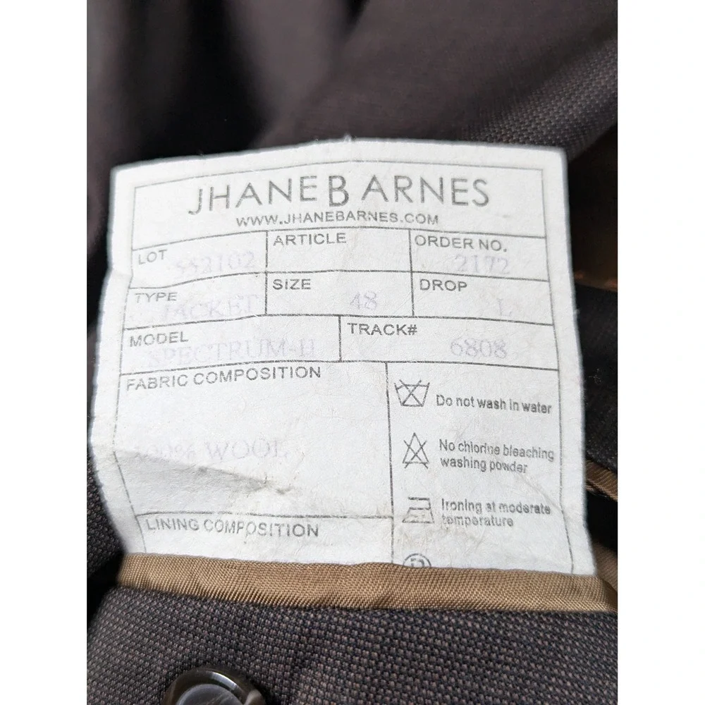 Jhane Barnes Spectrum II Mens Brown Wool Blazer Jacket 48L Peak Lapel Single Bre